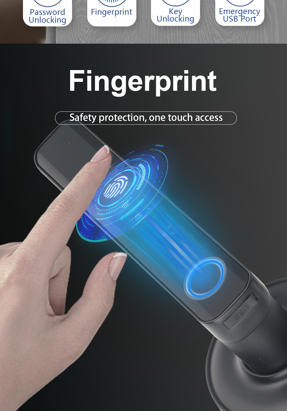 Apartment Fingerprint TTLOCK Keypad Keyless Smart Door Handle Digital ...